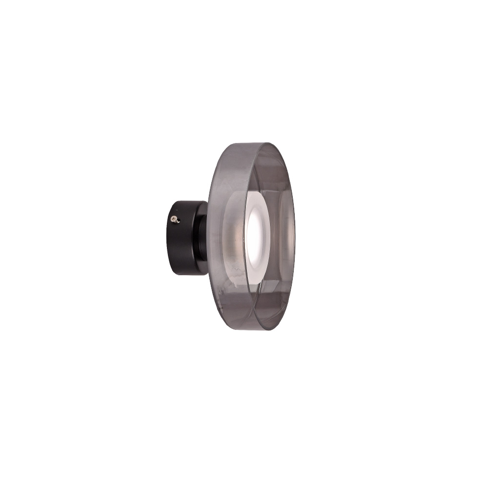 Επίτοιχο φωτιστικό από μαύρο μέταλλο και φιμέ γυαλί 12W 1320LM 3CCT D:20cm (43060-Black/smoky)